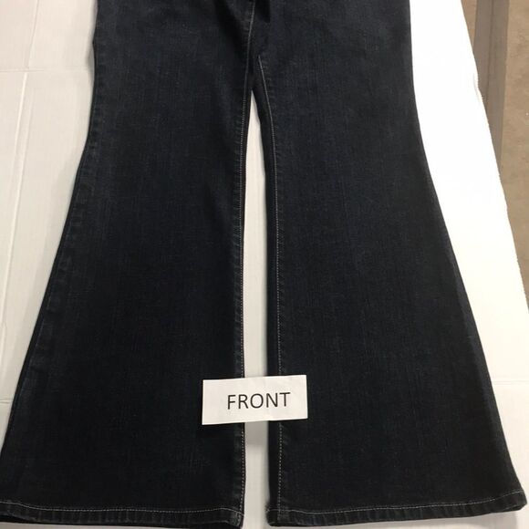 ANN TAYLOR LOFT Flare Wide Leg Denim Jeans Size 10 Back Flap Pockets Boot Cut - Picture 5 of 12